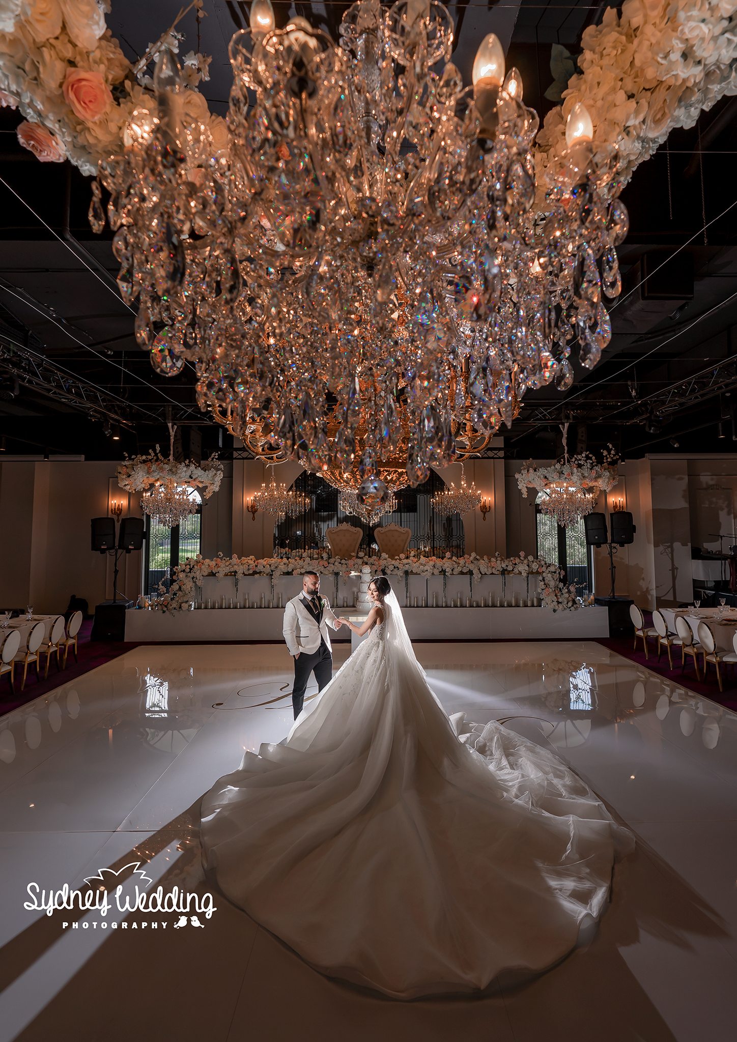 First dance under chandeliers