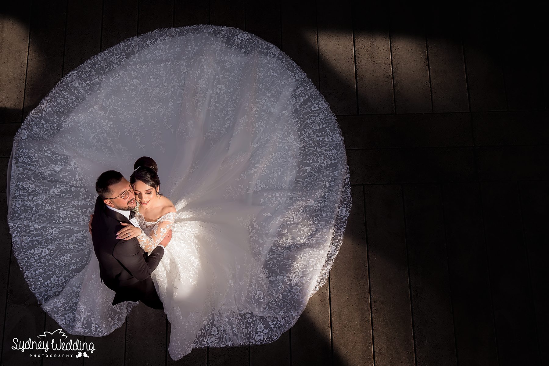 Aerial bridal portrait